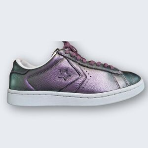 Converse All Star Sneakers Leather Purple Metallic Low Y2K Indie Women's 8.5